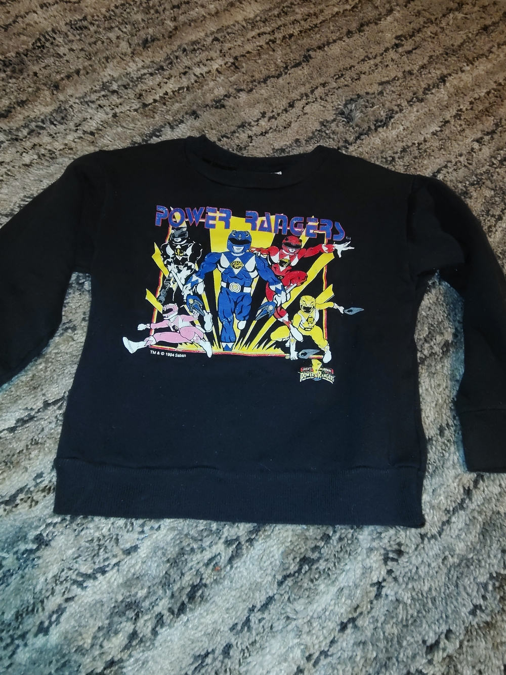 Power Ranger Black Sweatshirt with Multicolor Ranger Graphic